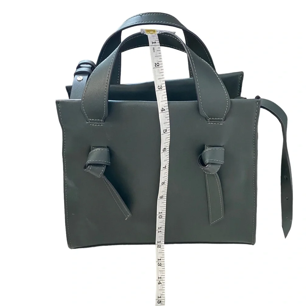 French Connection Preppy Casual  Chic Aria Knot Detail Tote Hand Bag‎ Green